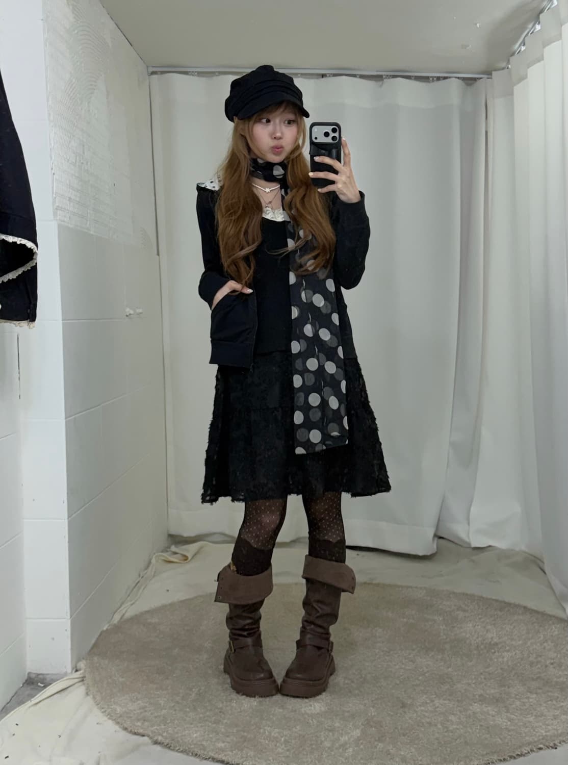 무채색 레이스 별패치 괴짜 니혼진 원피스 코디세트 상품이미지2