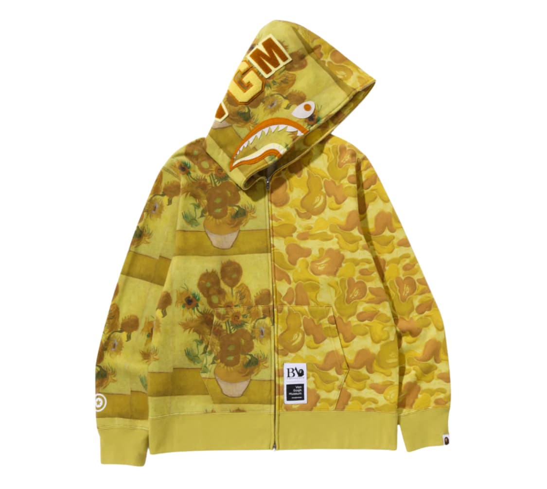 베이프 x 반 고흐 뮤지엄 샤크 풀 집 후드 옐로우 상품이미지1