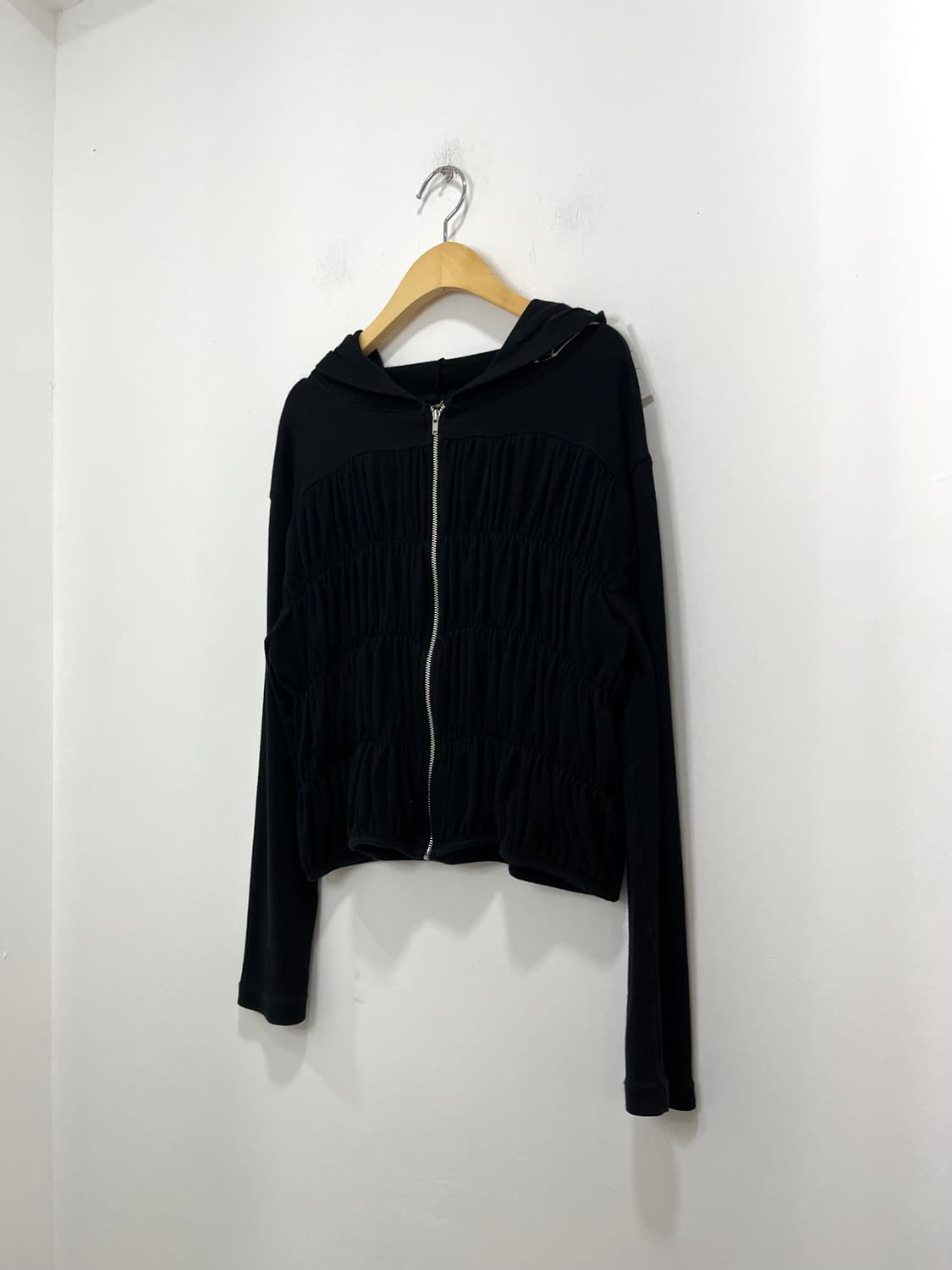 일본 빈티지 셔링 캉캉 크롭 후드집업 상품이미지2