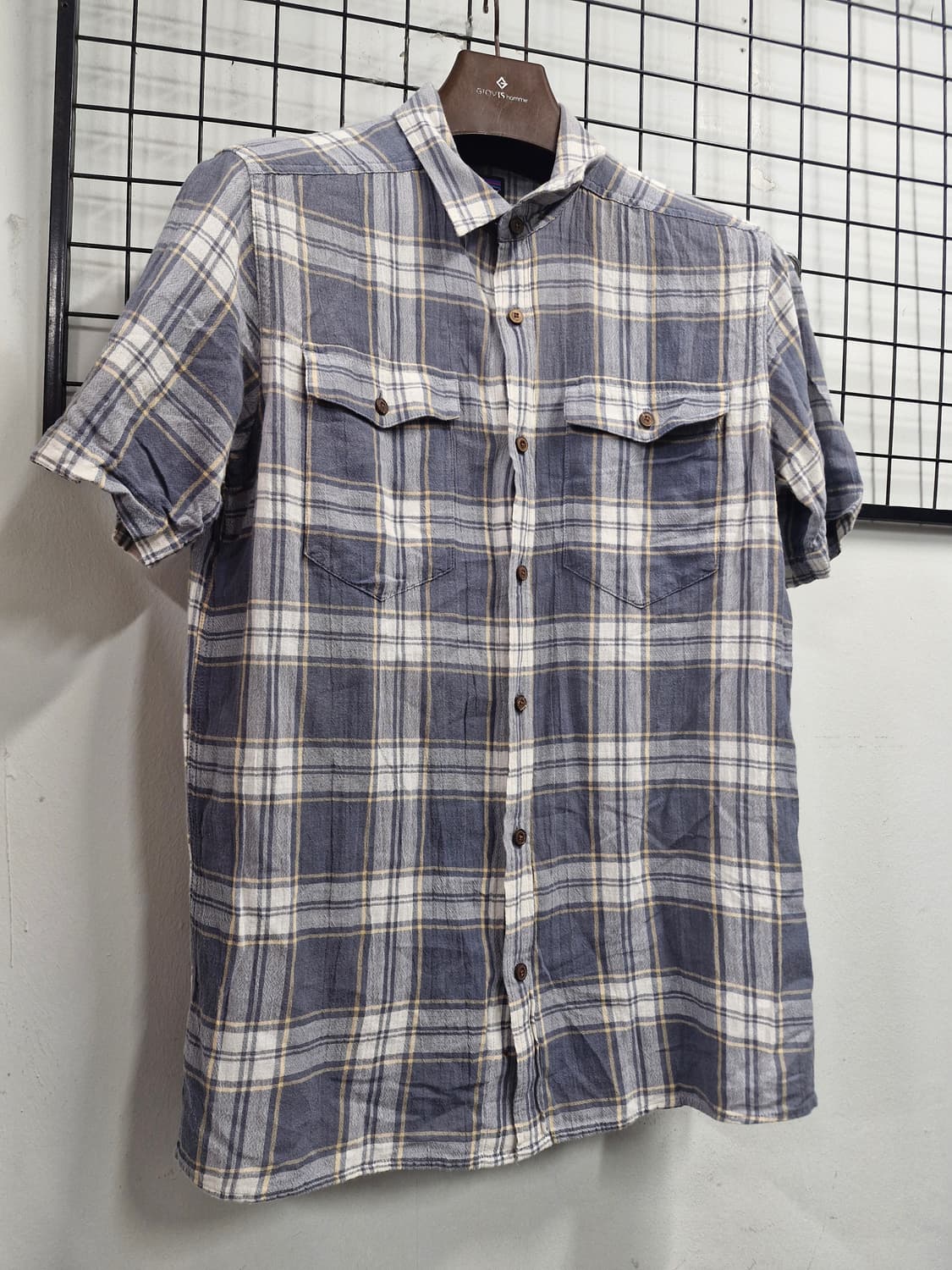 90-95M 파타고니아 체크 카라 반팔티. 상품이미지2