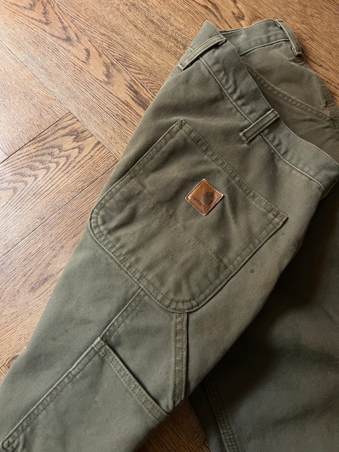 [34]칼하트 USA 체크라이닝 데미지드 모스그린 싱글니 카펜터 워크팬츠 상품이미지7