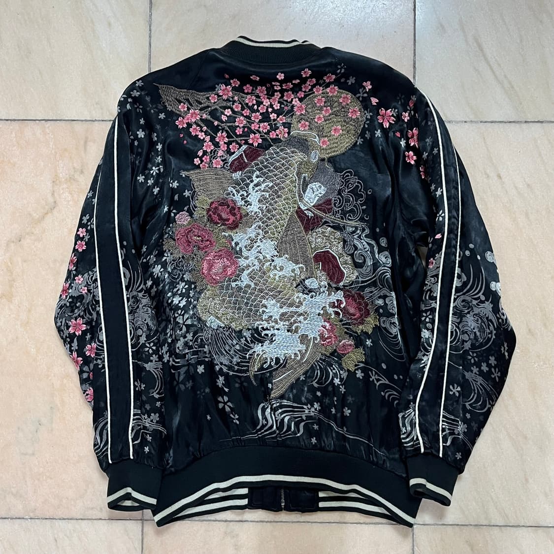 vtg 일본빈티지 풀자수 용호상박 리보시블 스카쟌 상품이미지5