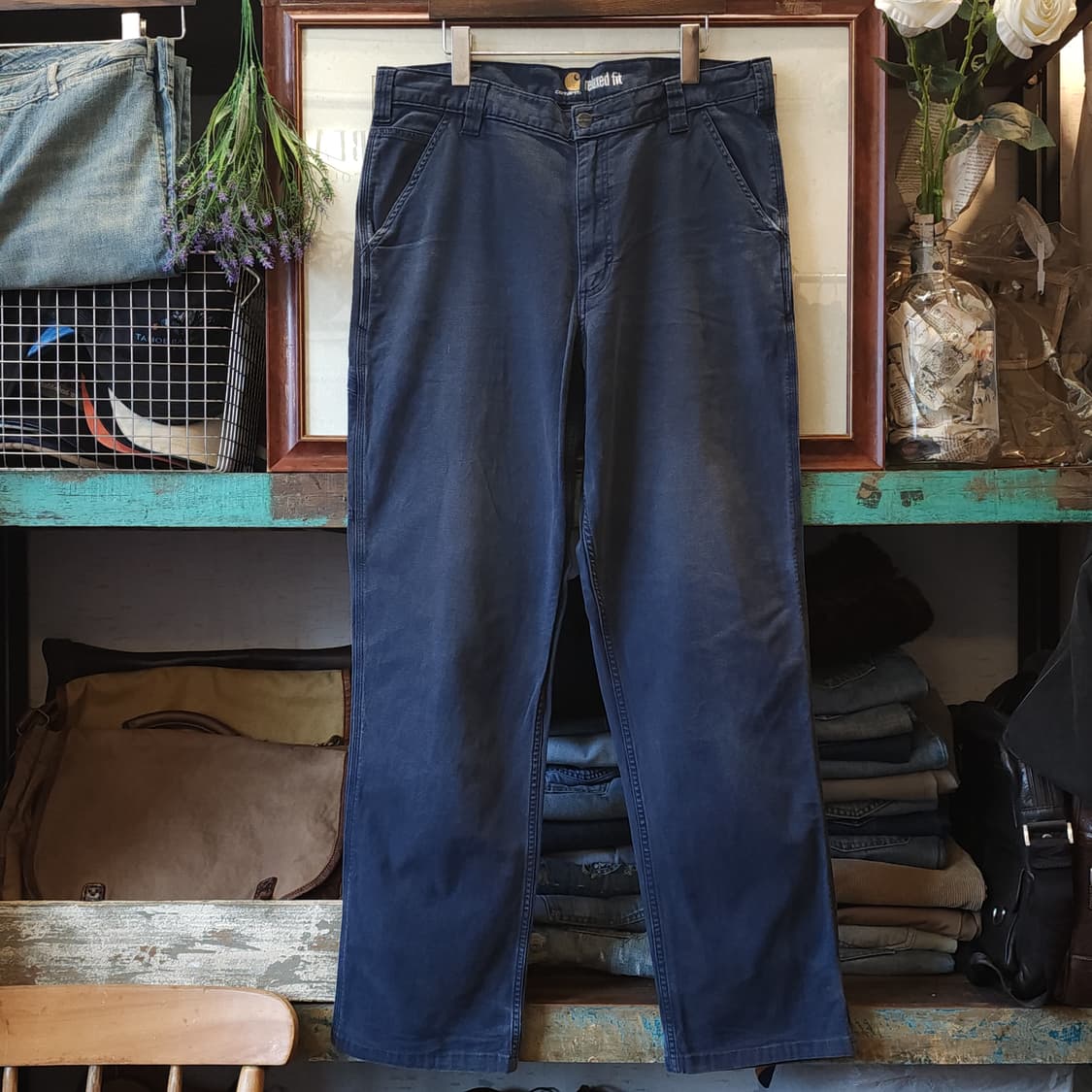 칼하트 싱글니 워크팬츠 릴렉스드 핏 미드나이트 블루 36x36 상품이미지1