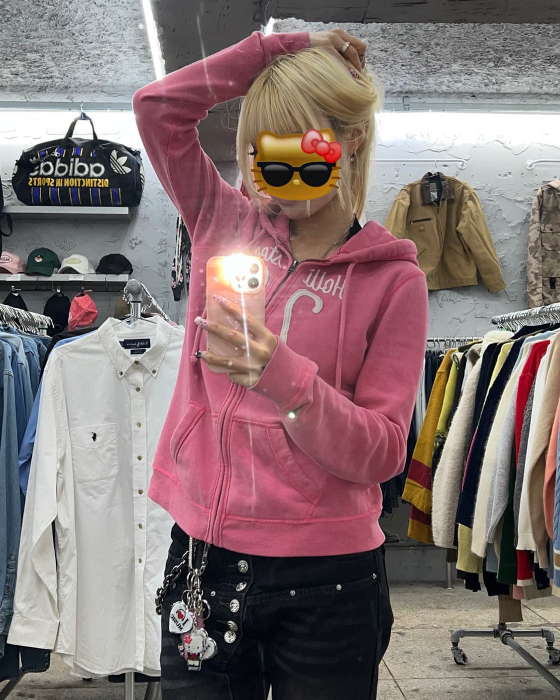 착샷O 홀리스터 핑크 후드집업 상품이미지6