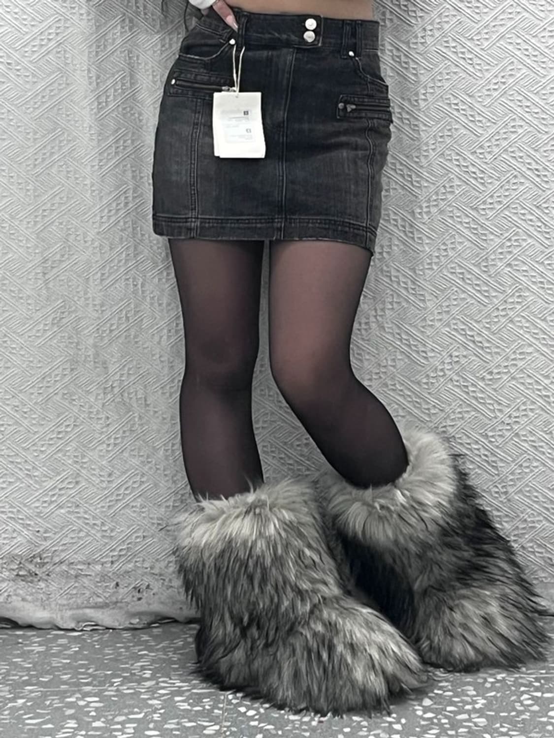 마뗑킴 스트릿 빈티지 더블 지퍼 흑청 치마 M C08271 상품이미지1