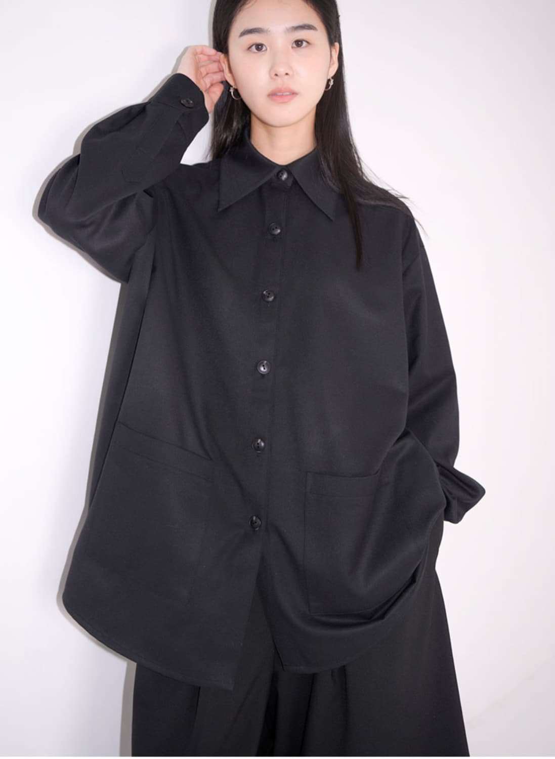 유노이아 Line Pocket Shirt black 상품이미지2