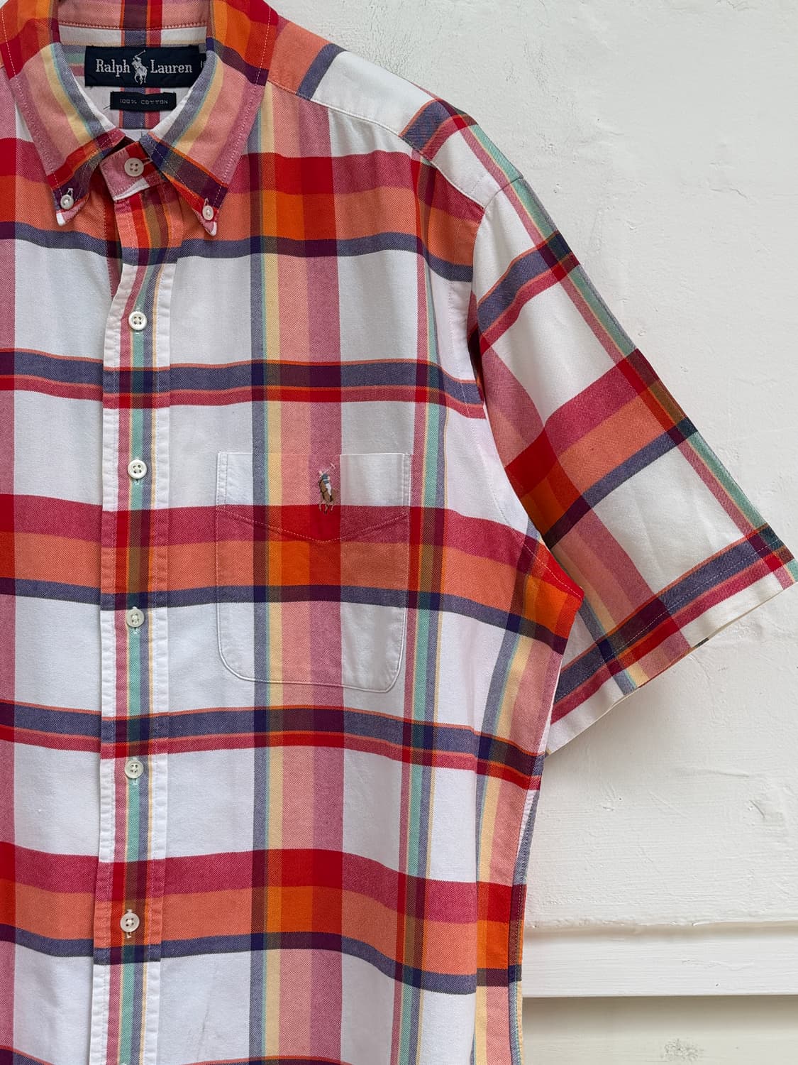 Ralph Lauren 마드라스 체크 반팔 버튼다운 셔츠 L 상품이미지3
