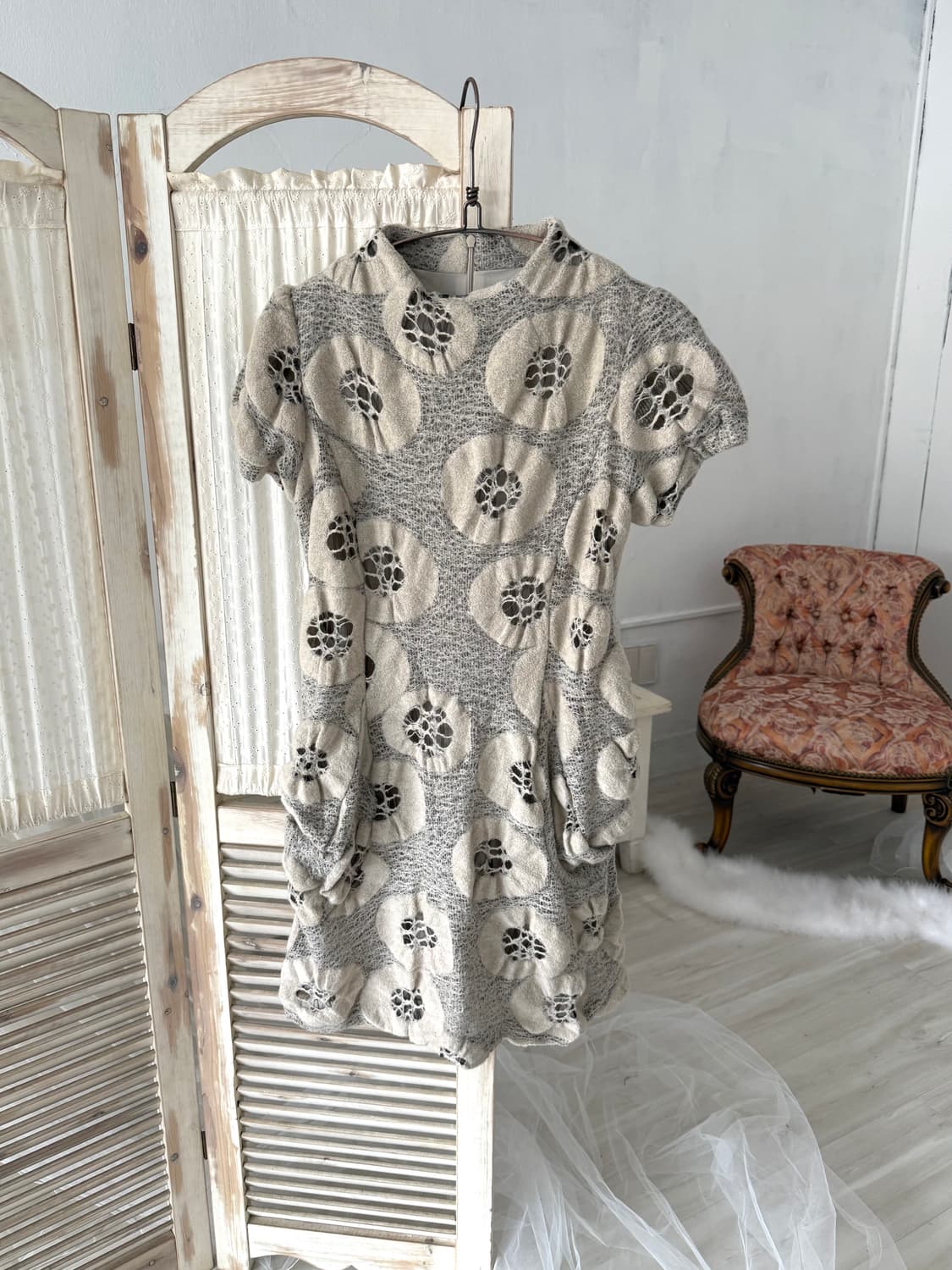 mute oatmeal unique pattern dress + dot  상품이미지1