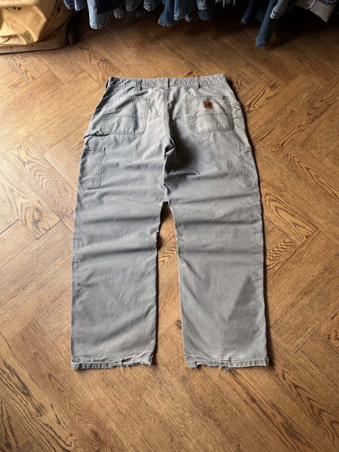 [38]칼하트 USA 빈티지 페이딩 FAT 라이트 캔버스 싱글니 워크팬츠 상품이미지2