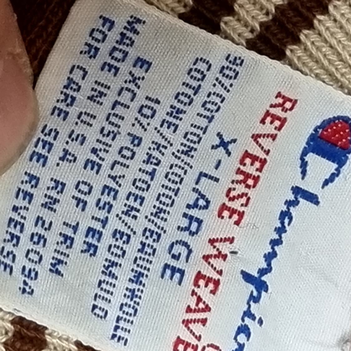 빈티지 usa메이드 챔피온 브라운 리브드 스웨트셔츠(xl) 상품이미지5