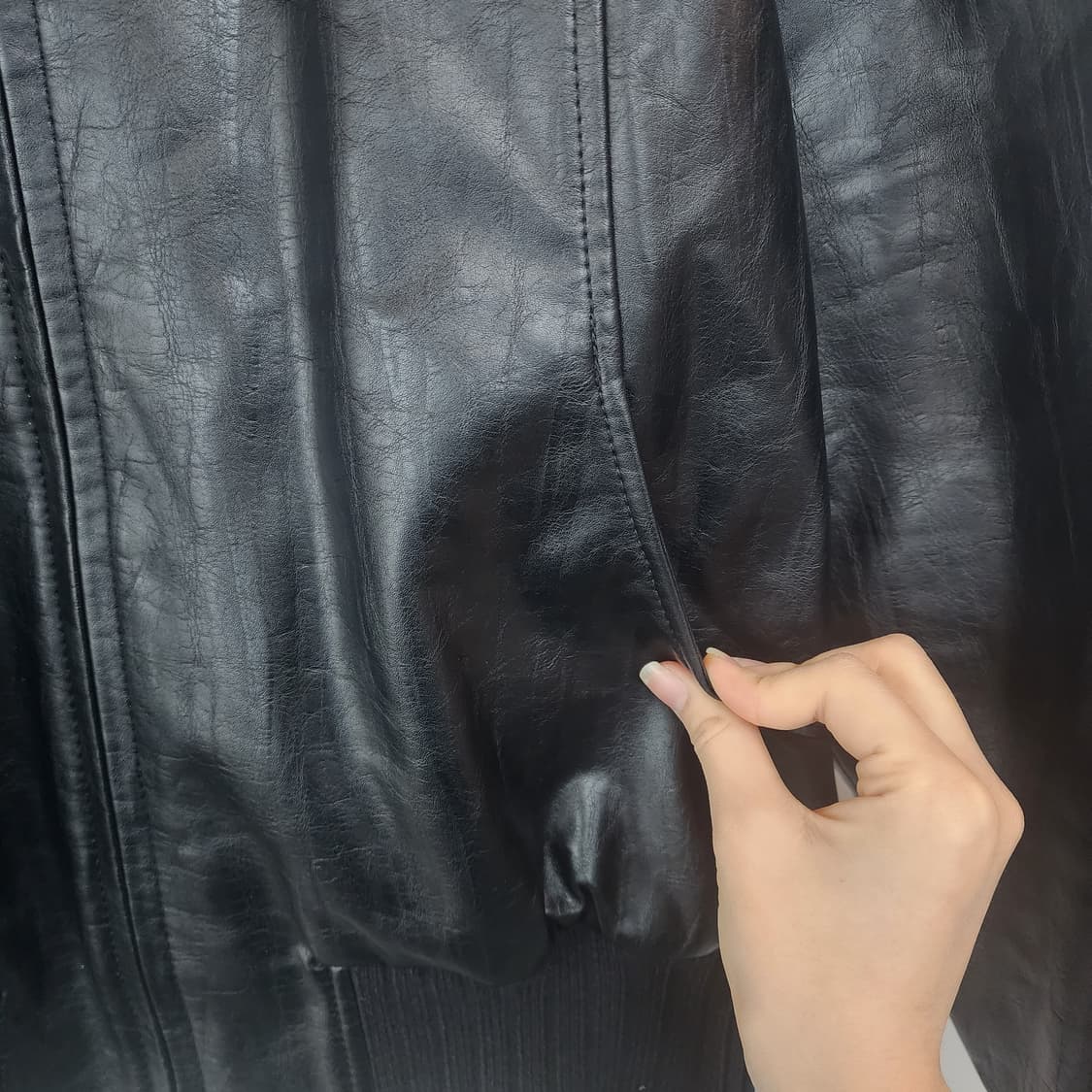 스튜디오 톰보이 블랙 레더 봄버 자켓 상품이미지5