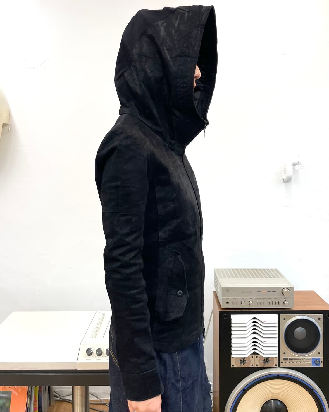 [1] NO ID 노아이디 레더 후드 자켓 상품이미지1