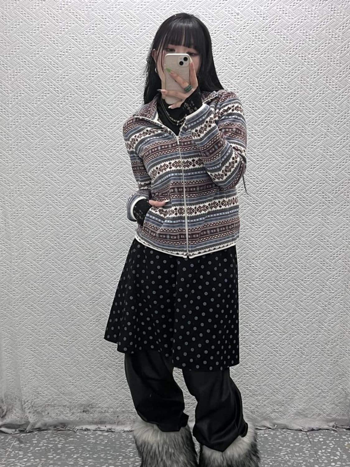 유니클로 빈티지 코지 모리걸 에스닉 후리스 집업 L C09089 상품이미지2