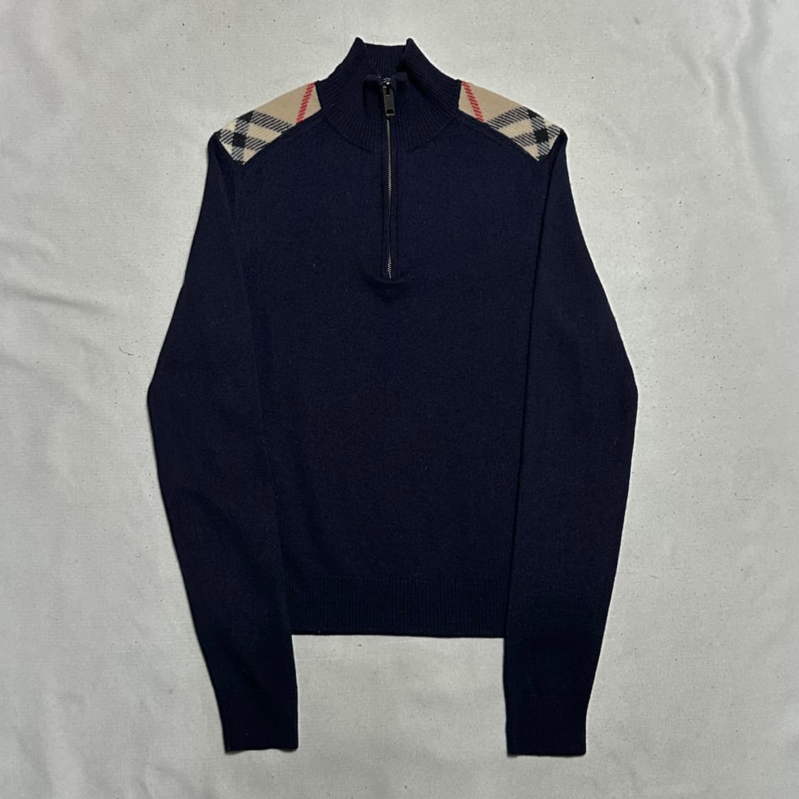 M 버버리 여성용 메리노 울 네이비 반집업 니트 상품이미지2