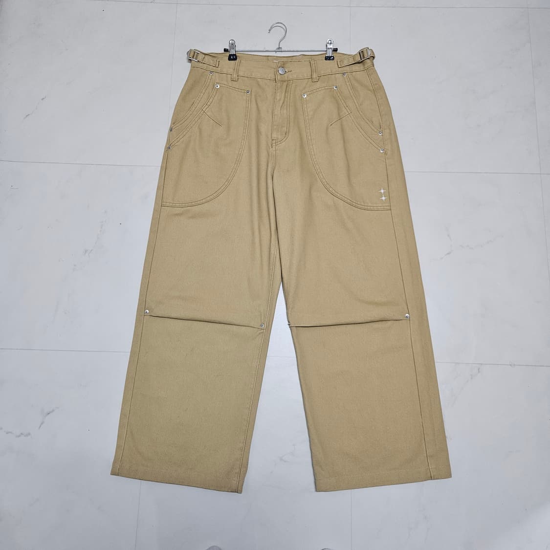 L 엑스톤즈 리온 와이드 코튼 팬츠 베이지 상품이미지1