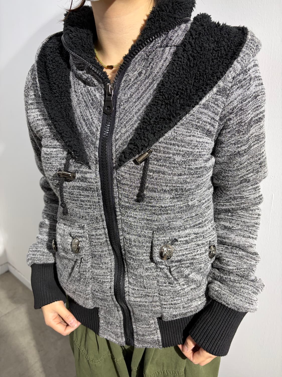 일본 빈티지 CRYX 락펑크 실버 버튼 후드집업 상품이미지2