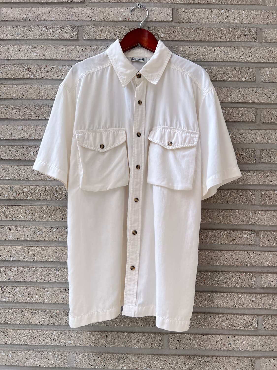 [S]90's L.L.Bean 엘엘빈 2포켓 화이트 나일론 셔츠 상품이미지2