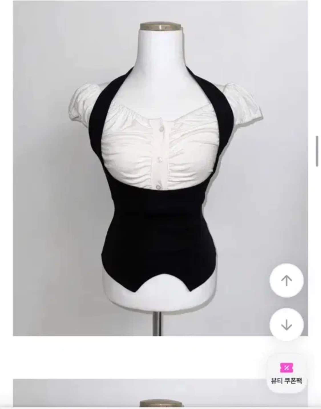 홀터 셔링 반팔 블라우스 레이어드 블랙 에이블리 디에어타운 meego미고 상품이미지3