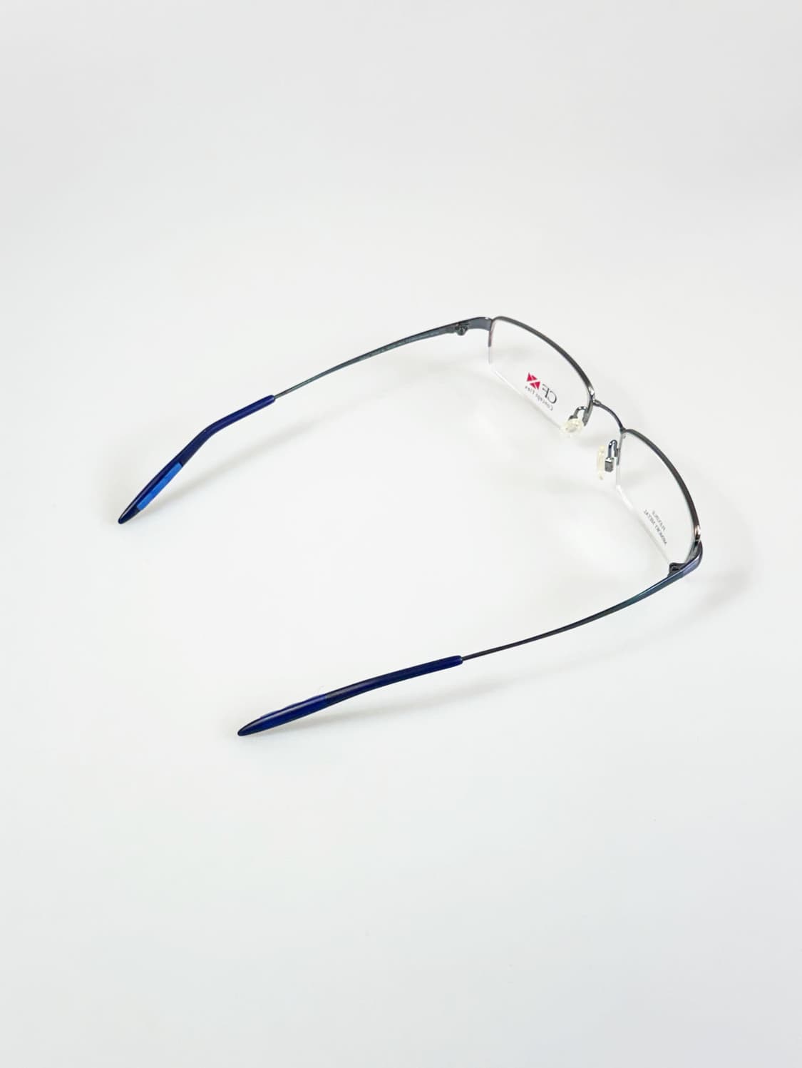 CONCEPT FLEX 블루 반무테 스퀘어 메탈 빈티지 안경 상품이미지4