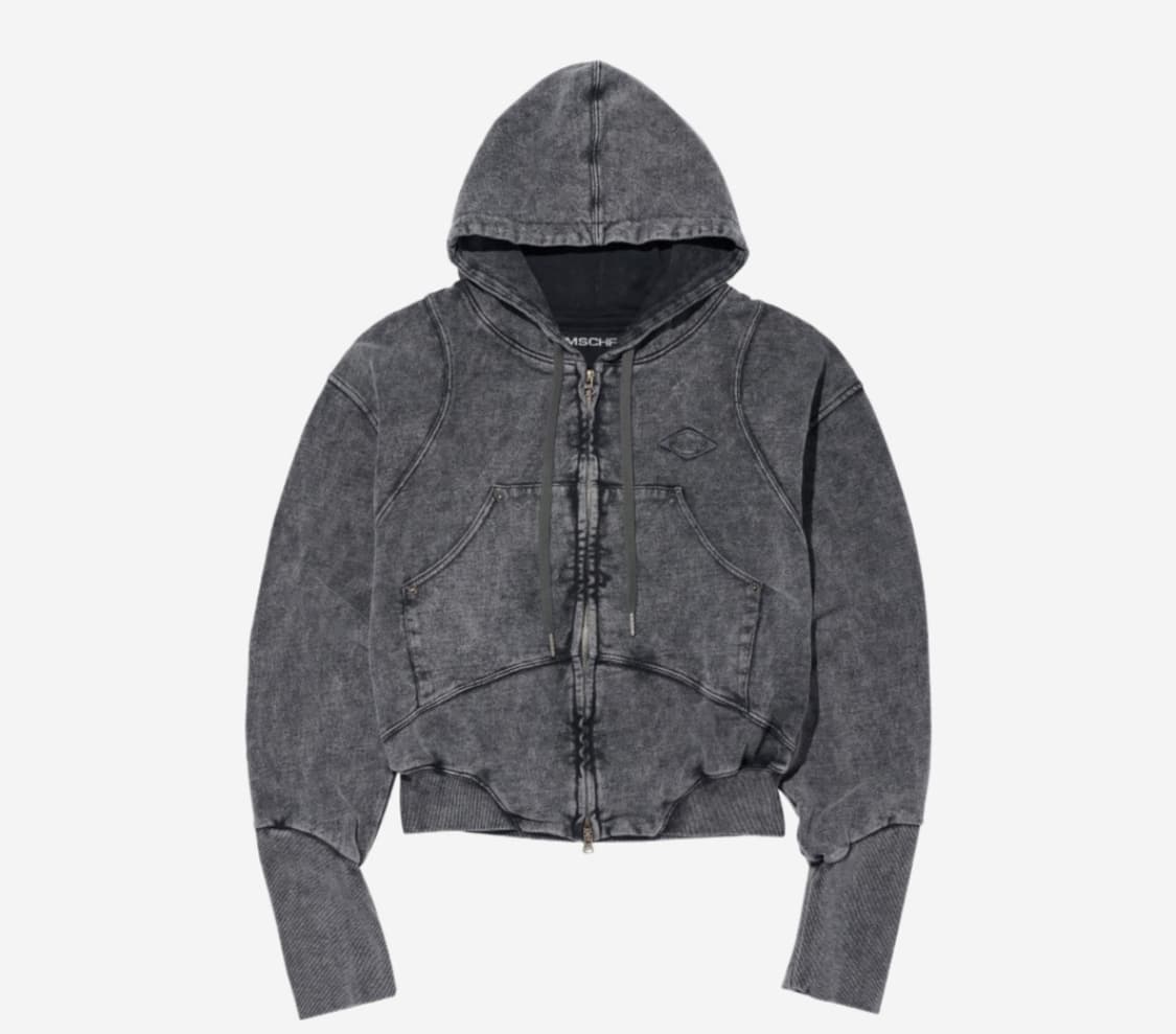 미스치프 벌룬 후드 워시드 차콜 상품이미지1