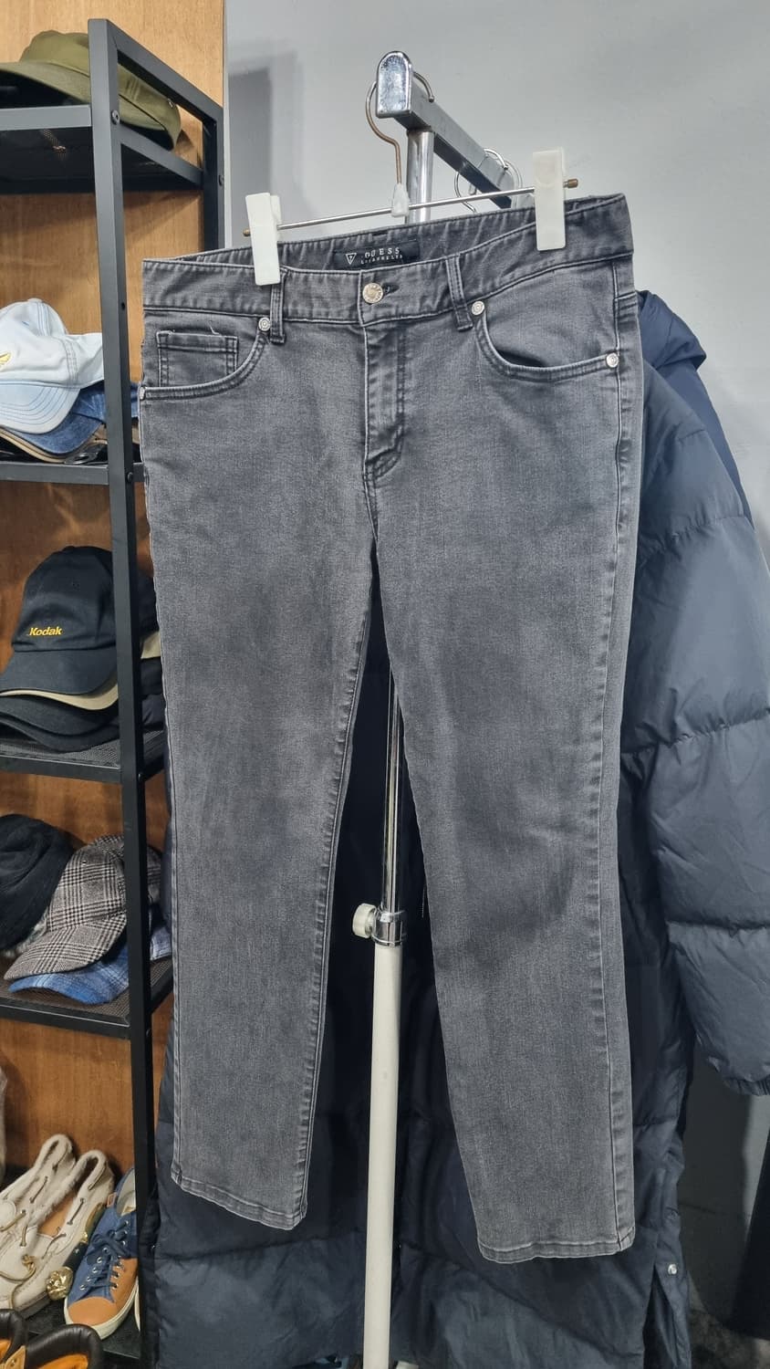 게스진 그레이 스판청바지 32~33(허리반품42,총장97) 상품이미지1