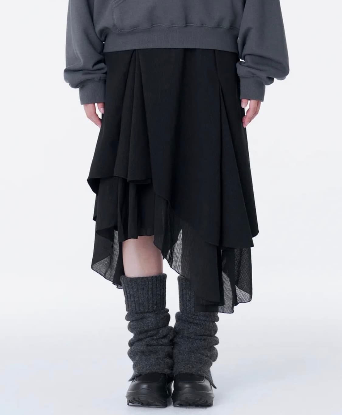 미세키서울 Unbalanced layered skirt BLACK 상품이미지1