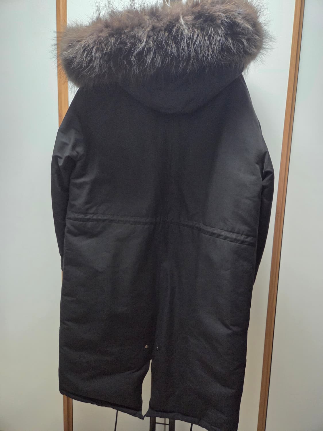 드로우핏 라쿤퍼 덕다운 야상 롱패딩 블랙 M사이즈 상품이미지3