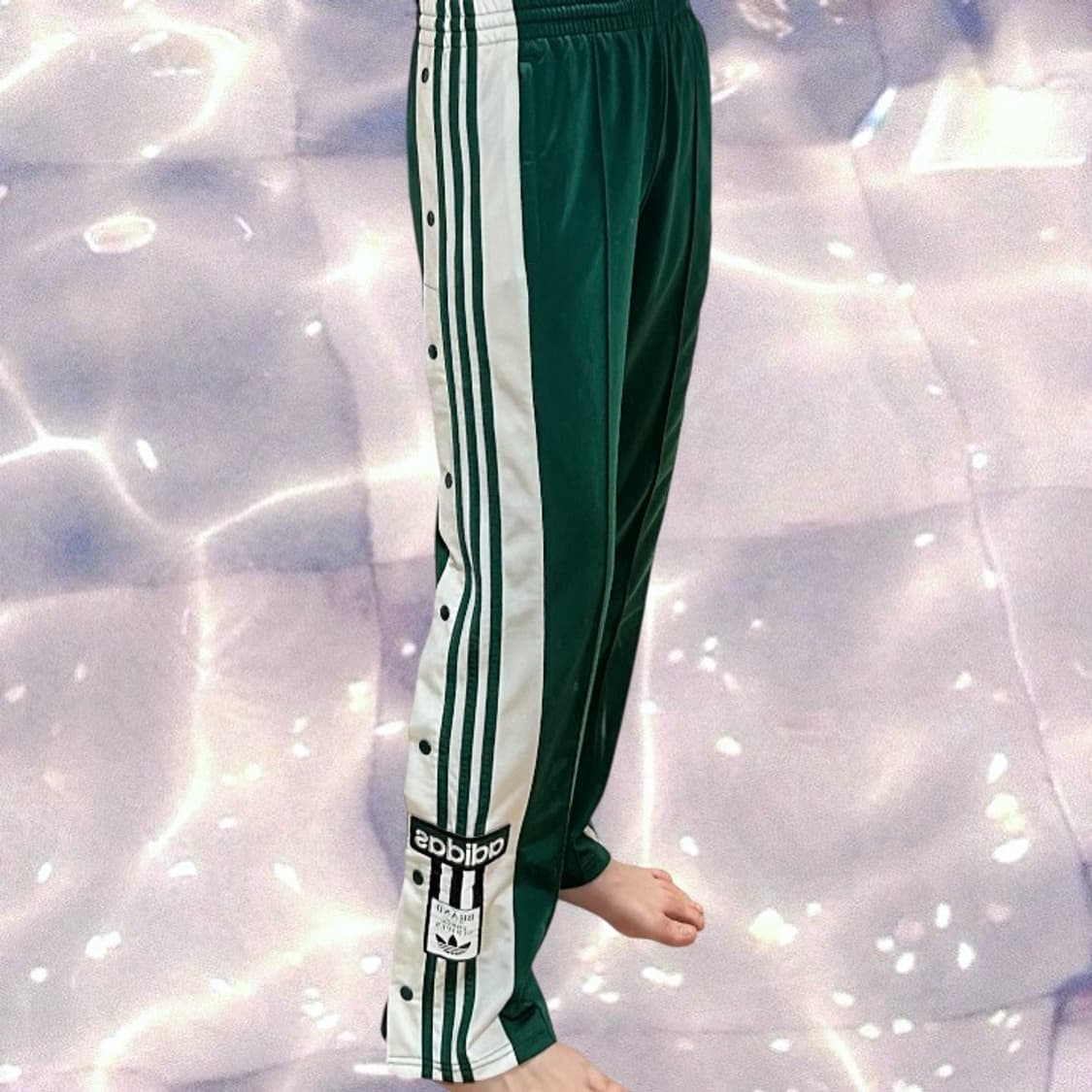 아디다스 아디브레이크 그린 초록 와이드 스냅 버튼 트랙 팬츠 S 상품이미지3