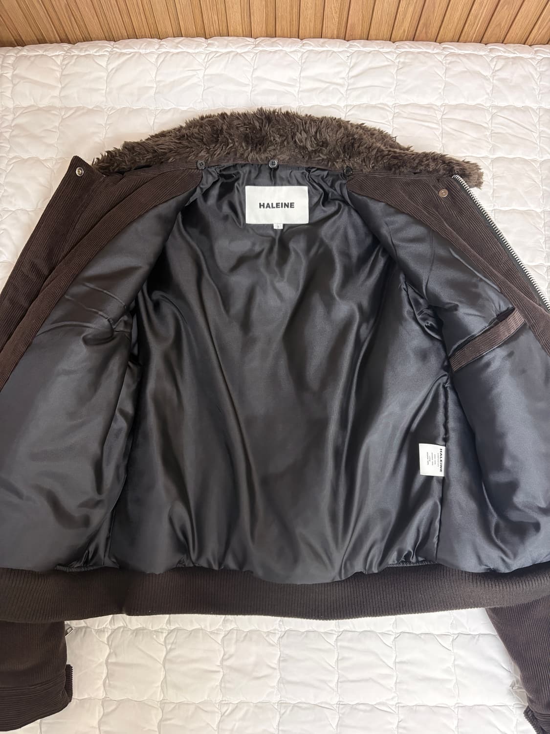 알렌느 디테쳐블 카라 코듀로이 패딩 블루종 브라운 상품이미지2