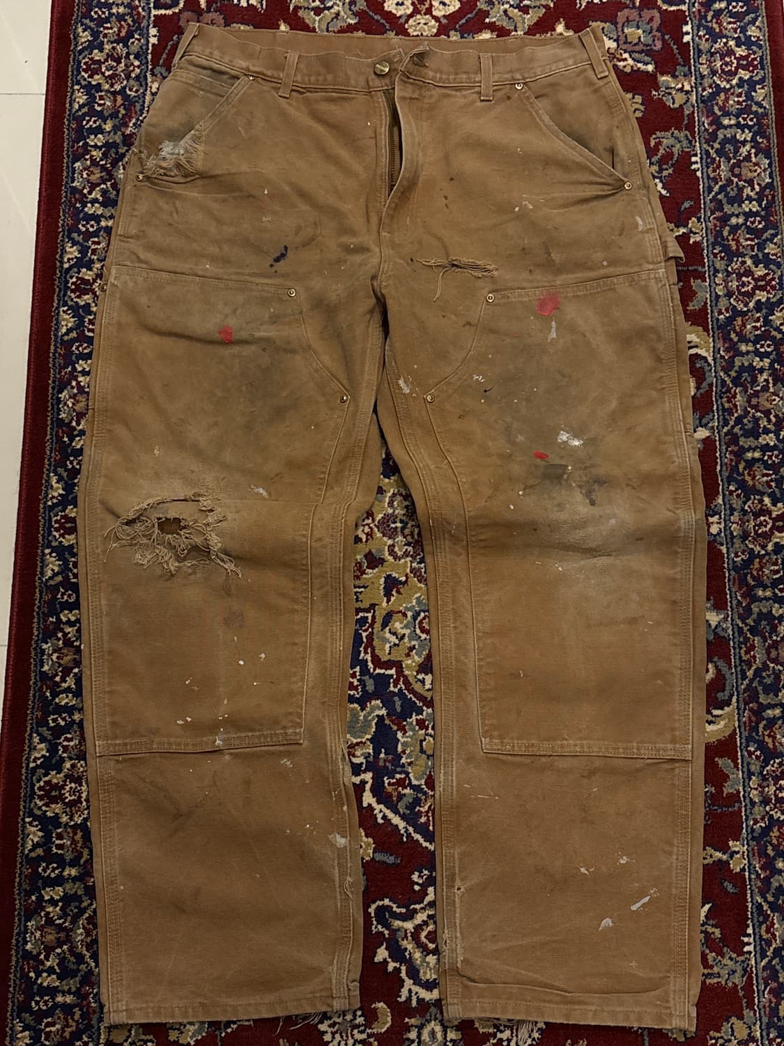 [B136] 빈티지 칼하트 더블니 브라운 썩블니 덩가리핏  상품이미지1