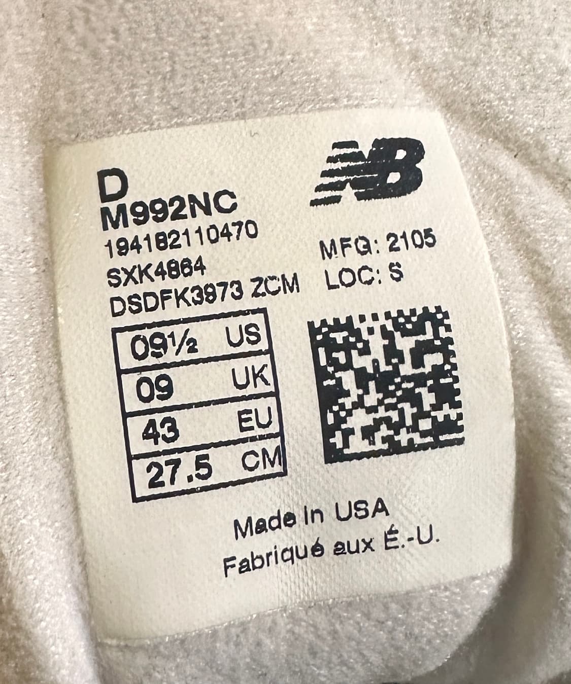 뉴발란스 992 메이드 인 USA 화이트 실버 (M992NC) - 275 상품이미지9
