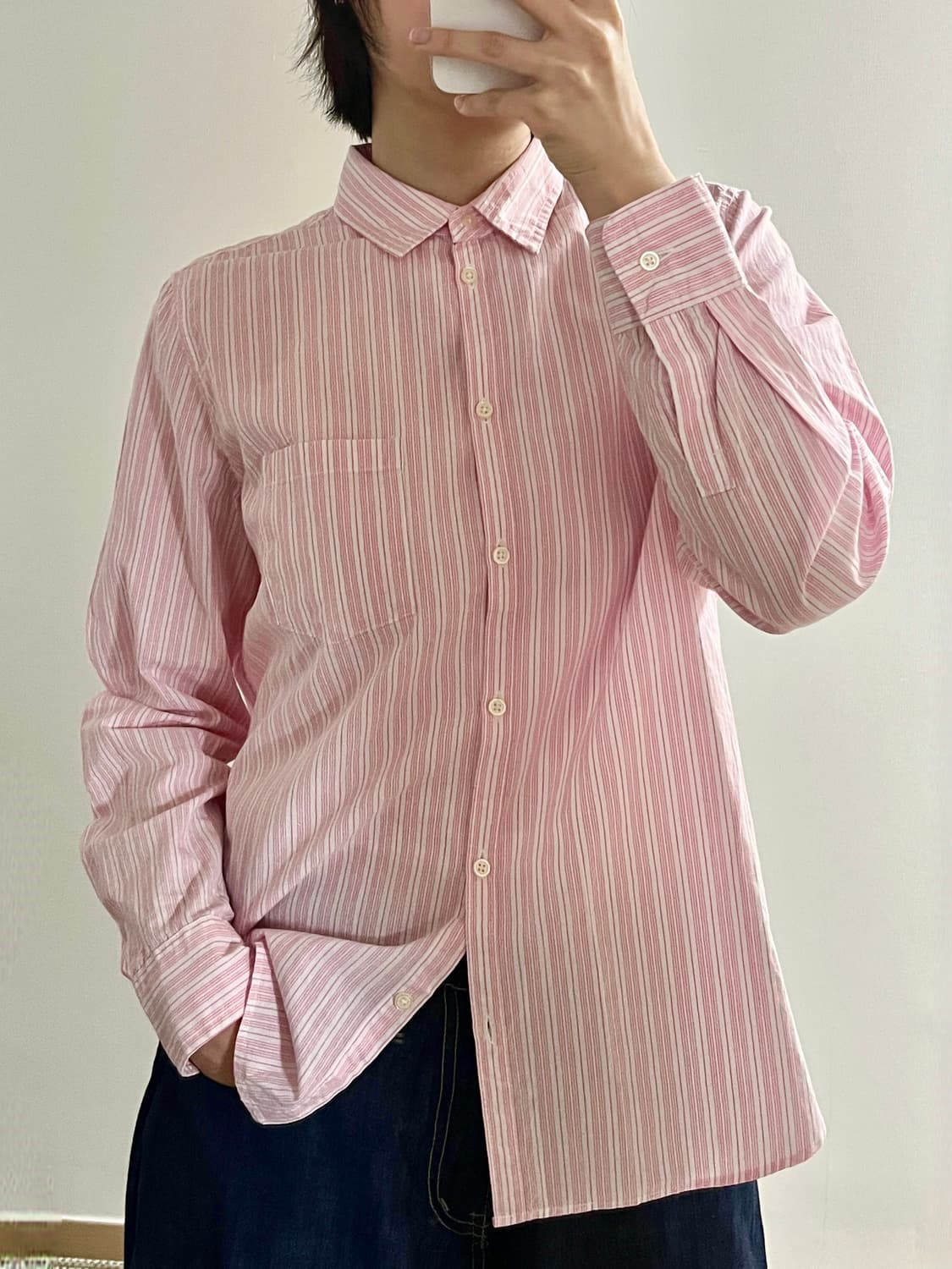 gap 갭 클래식 셔츠 핑크 스트라이프 M 상품이미지2