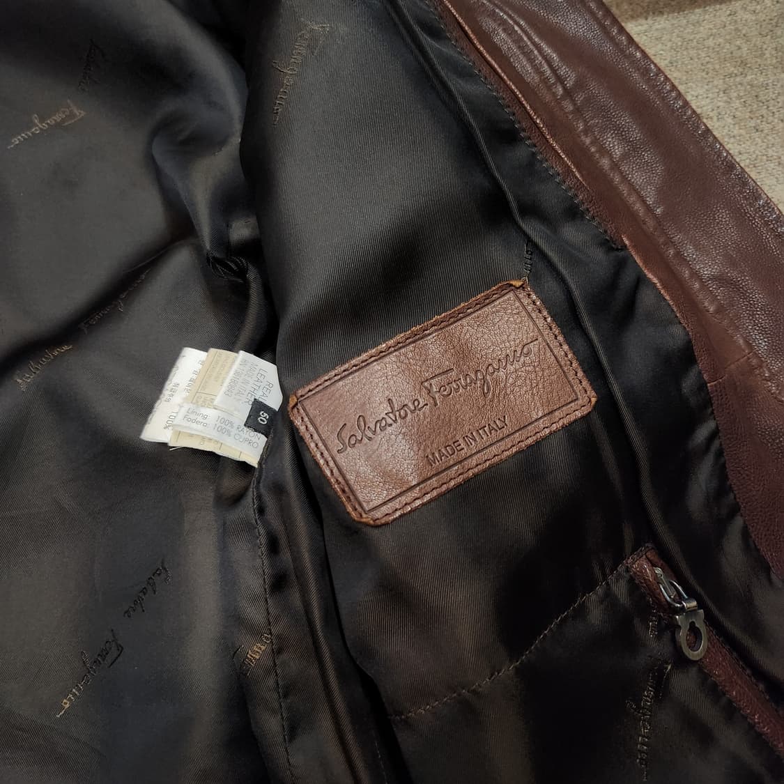 페레가모 이태리 00s 오일 양가죽 A-2 자켓 M 100 상품이미지4