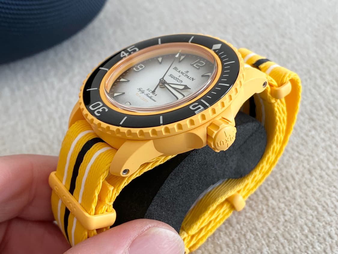 스와치X블랑팡 오션 오브 스톰 42mm 바이오 세라믹 오토메틱 옐로우 상품이미지8