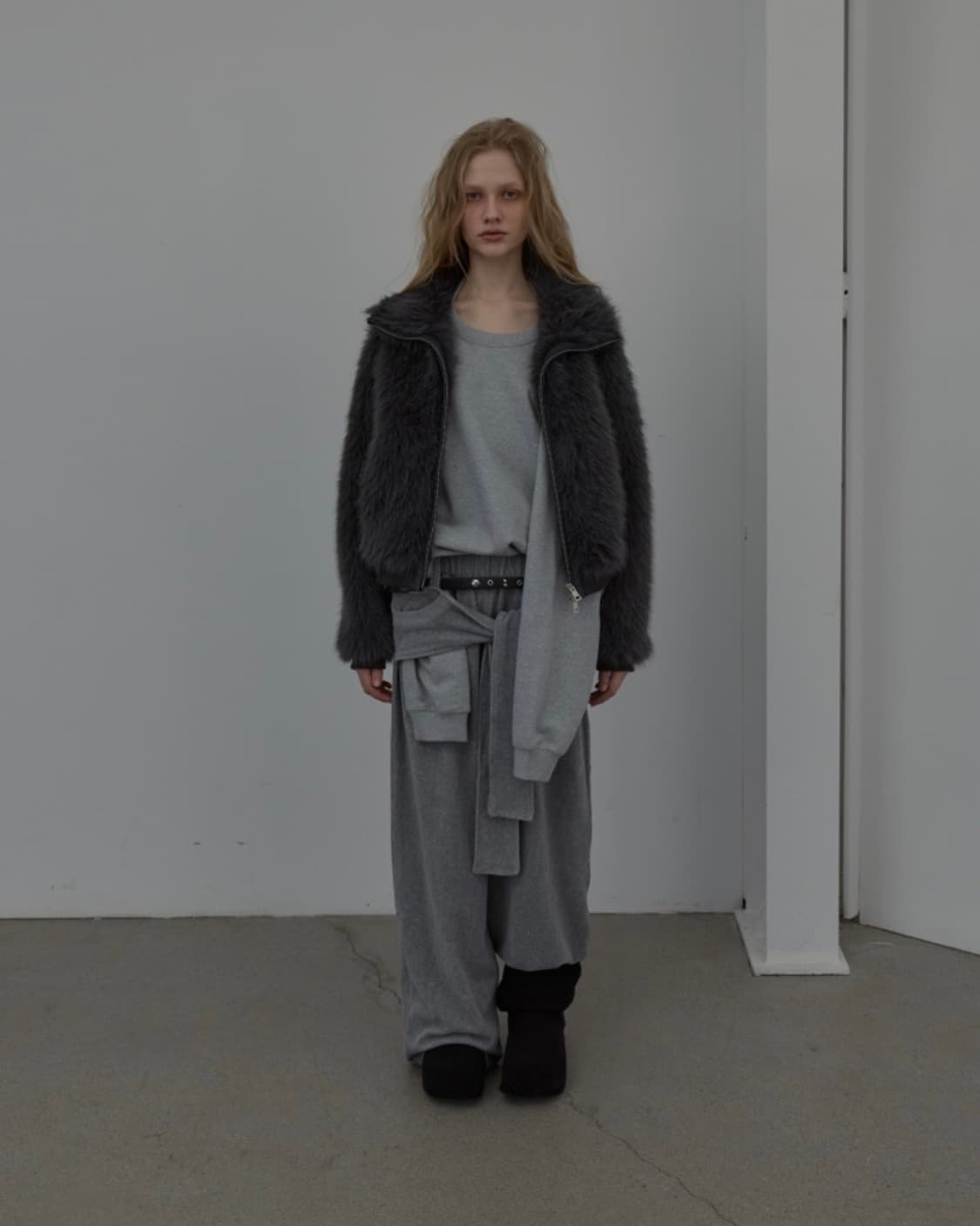 LCDC TM NEW FUR ZIP-UP JARKET GREY 상품이미지2