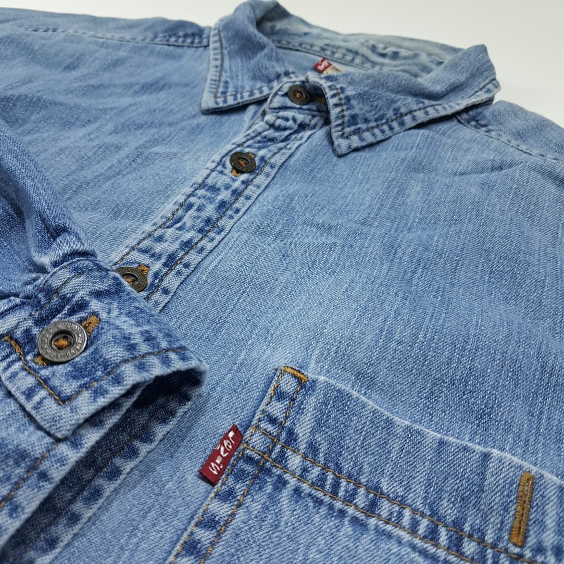 CL396 XL 리바이스 00s 코튼 라이트블루 데님셔츠 셔츠남방 상품이미지4