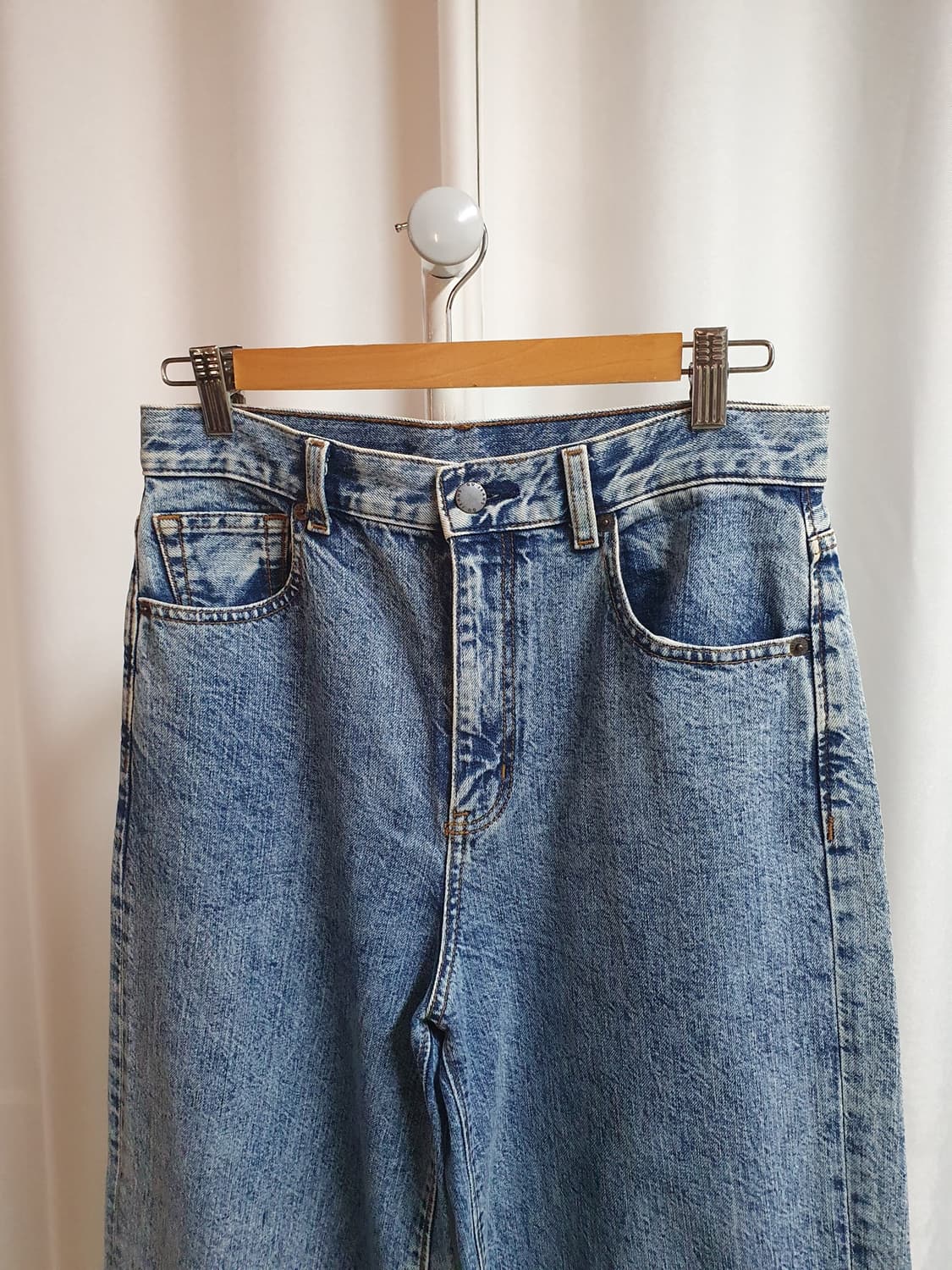 일본 GU 세미 배럴 연청 데님 L 상품이미지2