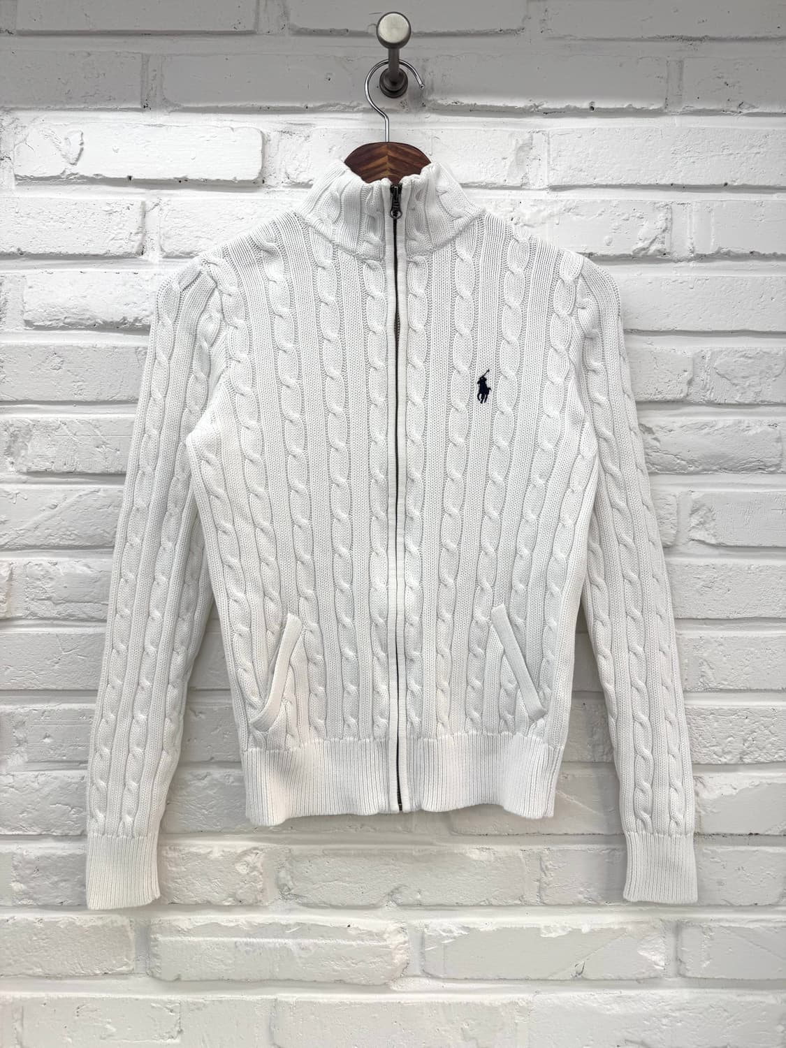 랄프로렌 스포츠 화이트 케이블 니트 집업 상품이미지3
