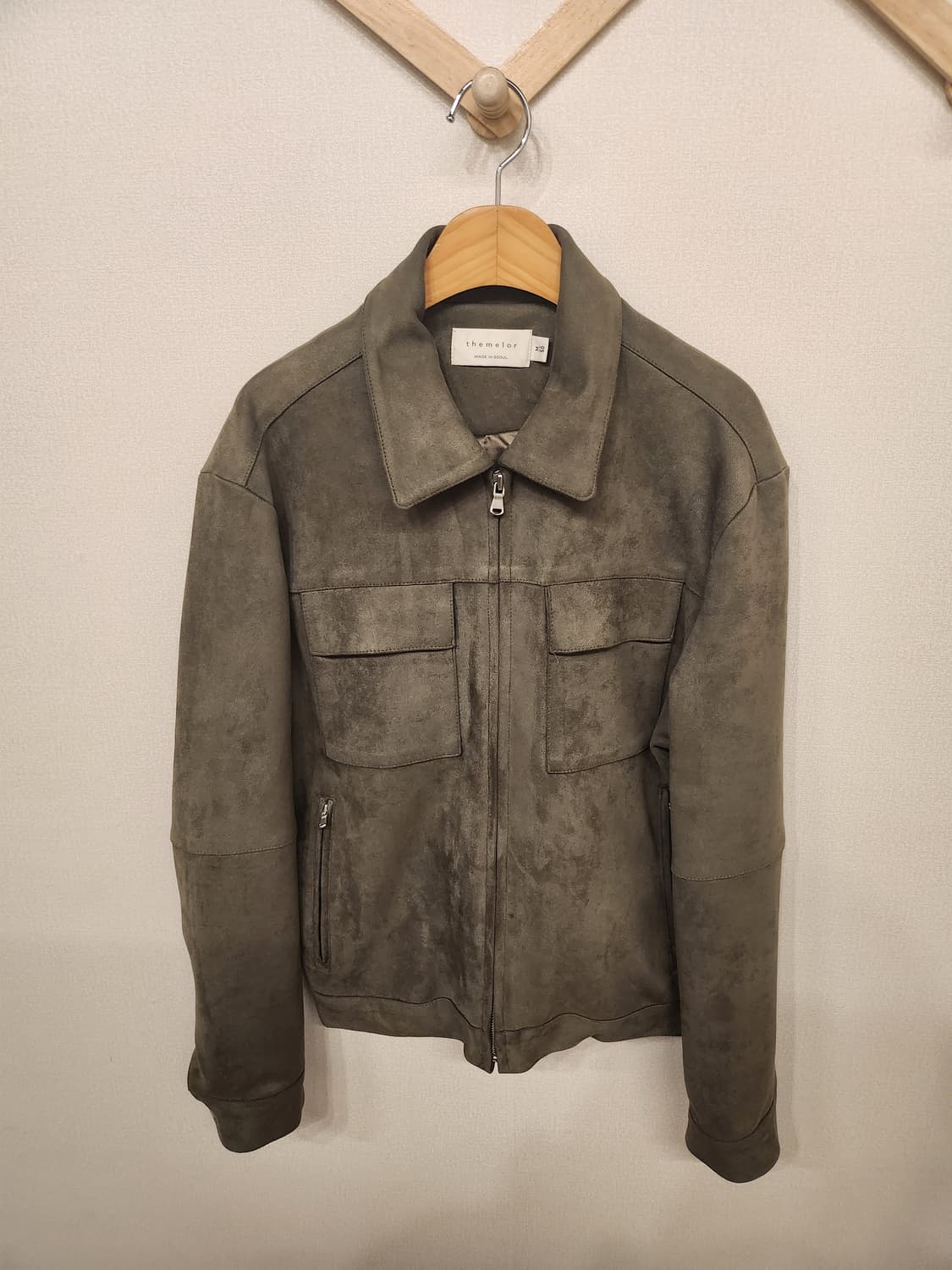 카키 스웨이드 벨벳 카라 자켓☃️ 상품이미지3