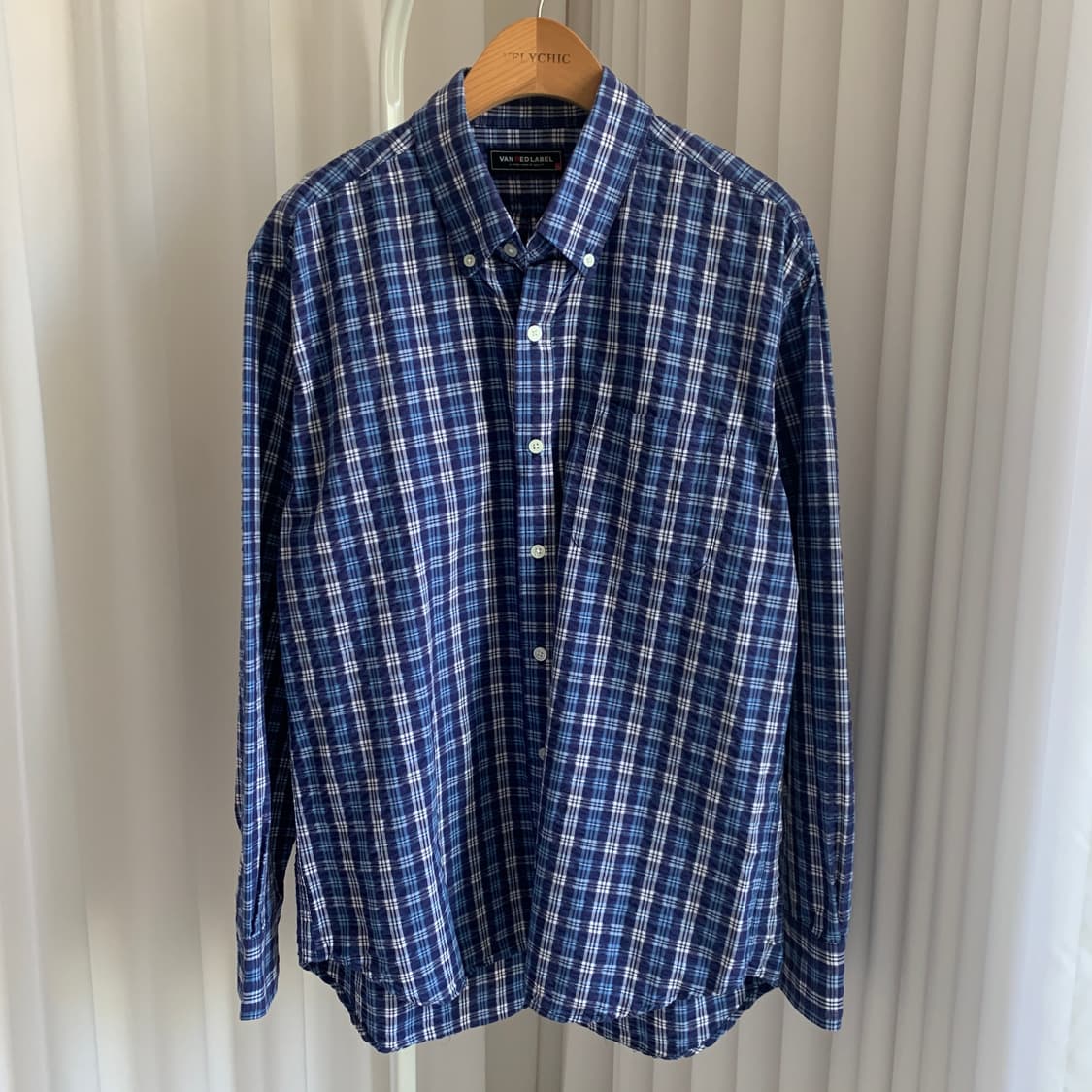 일본 빈티지 VAN RED LABEL 블루 체크 시어서커 셔츠 상품이미지1