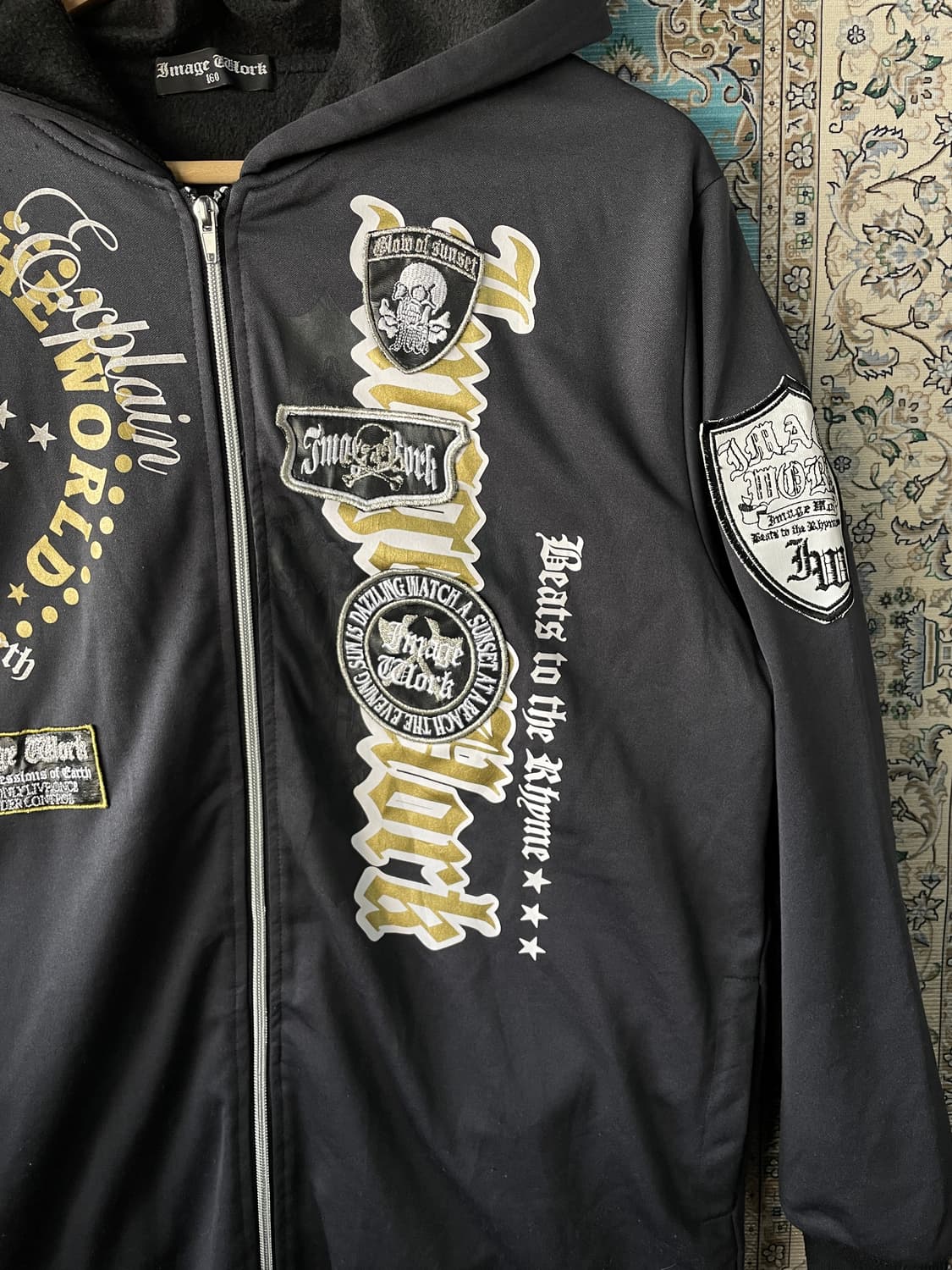 JPN Y2K 펑크 스컬 패치 후드집업1668 상품이미지2