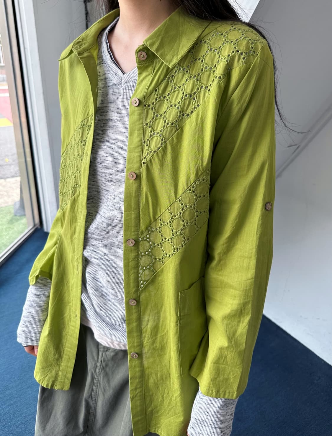 Light cotton stitch design loose shirt 상품이미지8