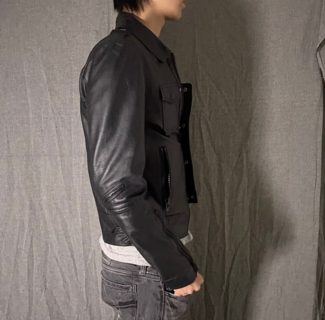 에디슬리먼 맛 램스킨 가죽자켓 블랙 상품이미지3