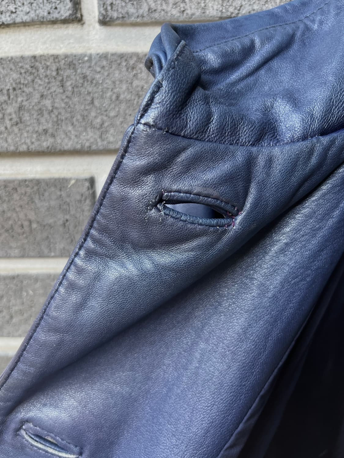 (Rare)90s Lambskin 천연 양가죽 자켓 딥네이비 블루 상품이미지9