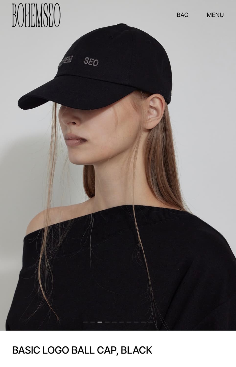 보헤미안서울 베이직 로고 볼캡 블랙 상품이미지2