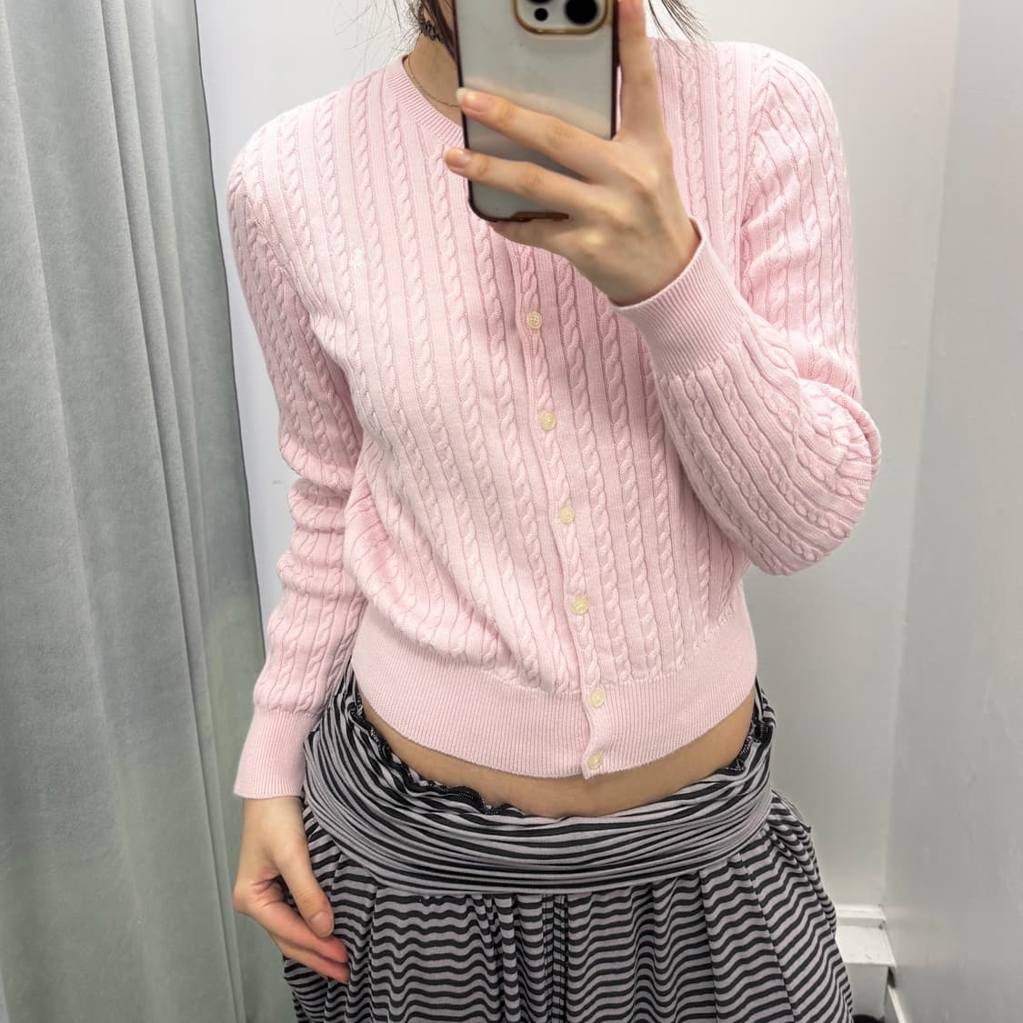 폴로 핑크 케이블 가디건 상품이미지2