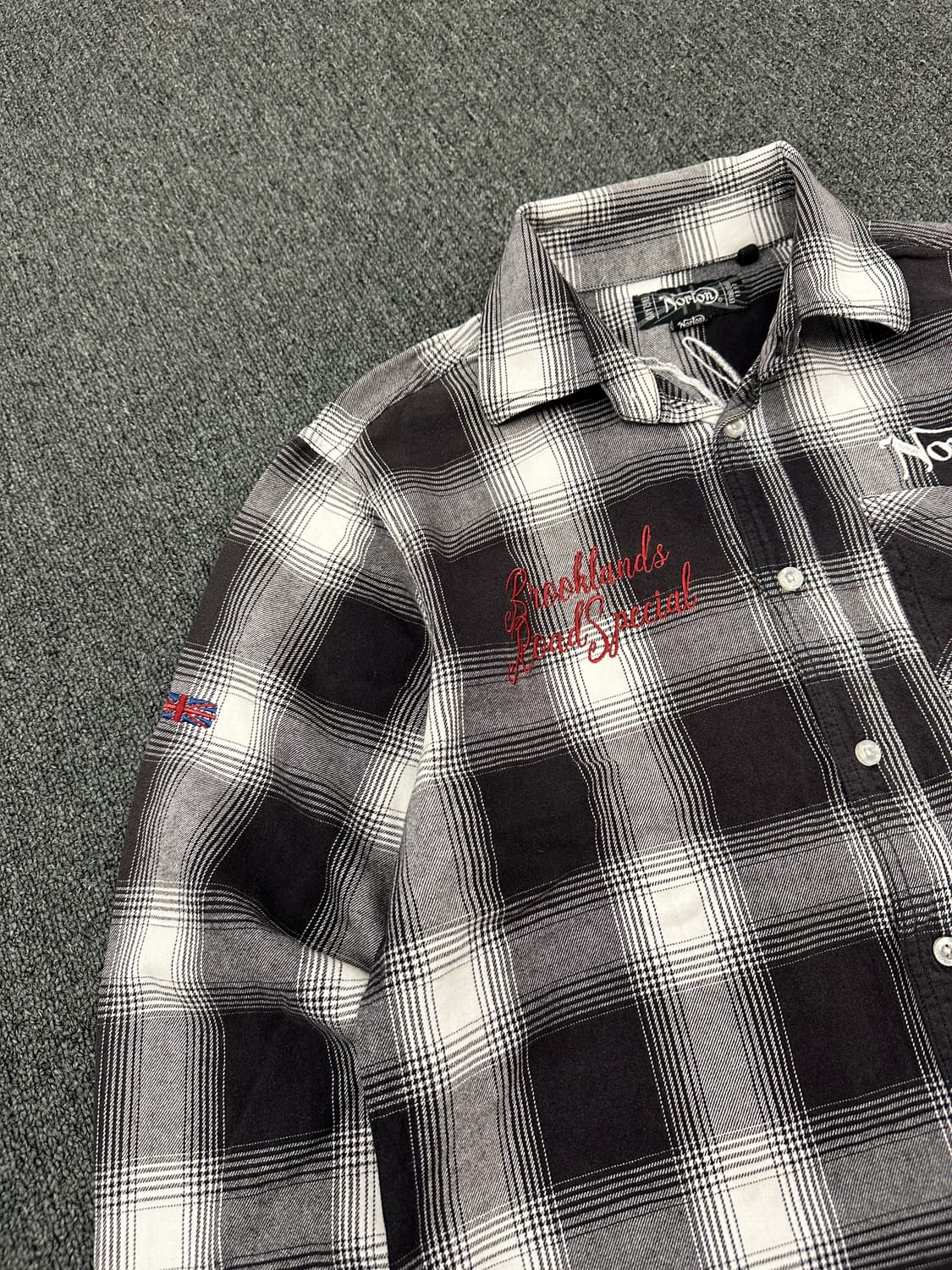 M) 노턴 모터사이클 UK 자수 셔츠 체크 패턴 상품이미지4