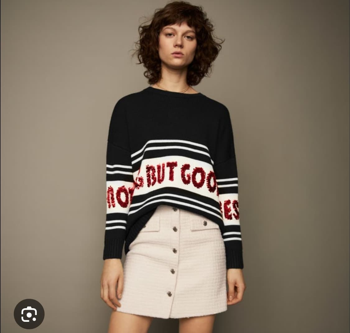 마쥬 maje 스트라이프 레터링 스팽글 니트 TU사이즈 상품이미지1