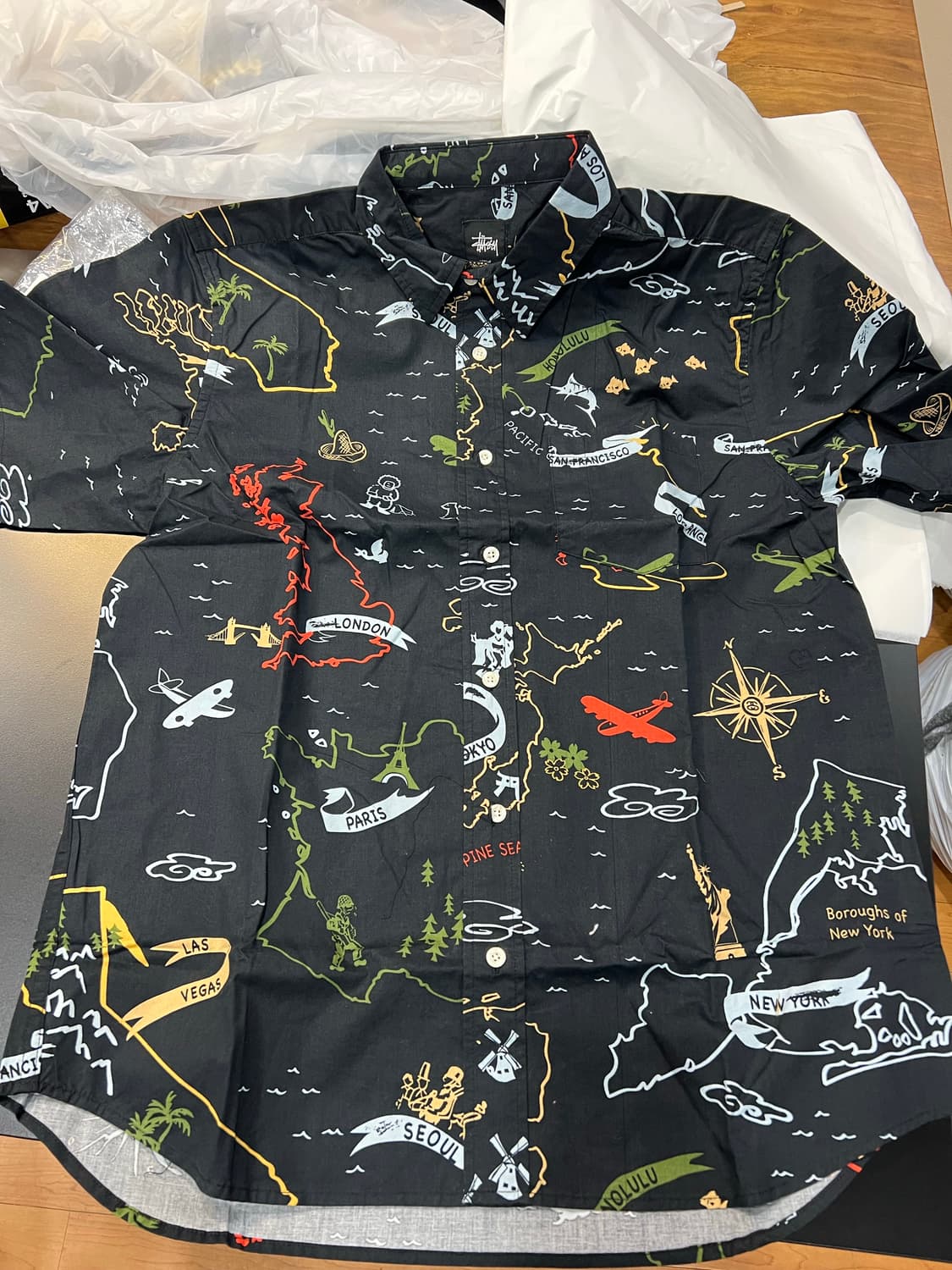 스투시 월드시티 맵프린트 셔츠 L 상품이미지1