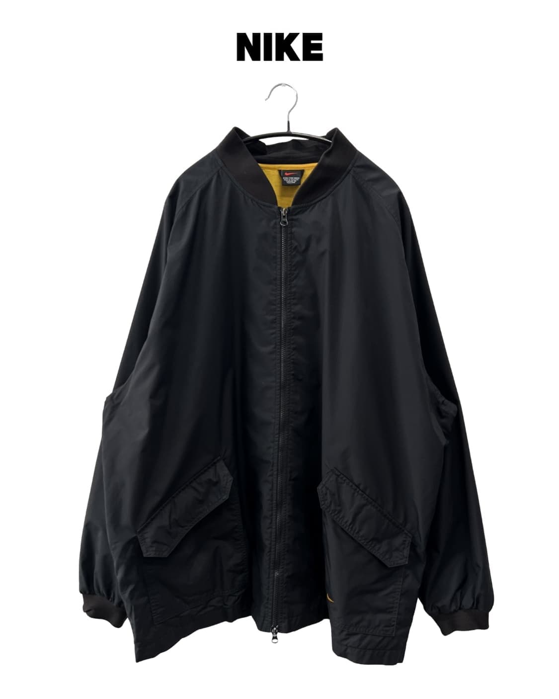 (XXL) 나이키 올드스쿨 백로고 블루종 바람막이 자켓 블랙/옐로우 상품이미지1